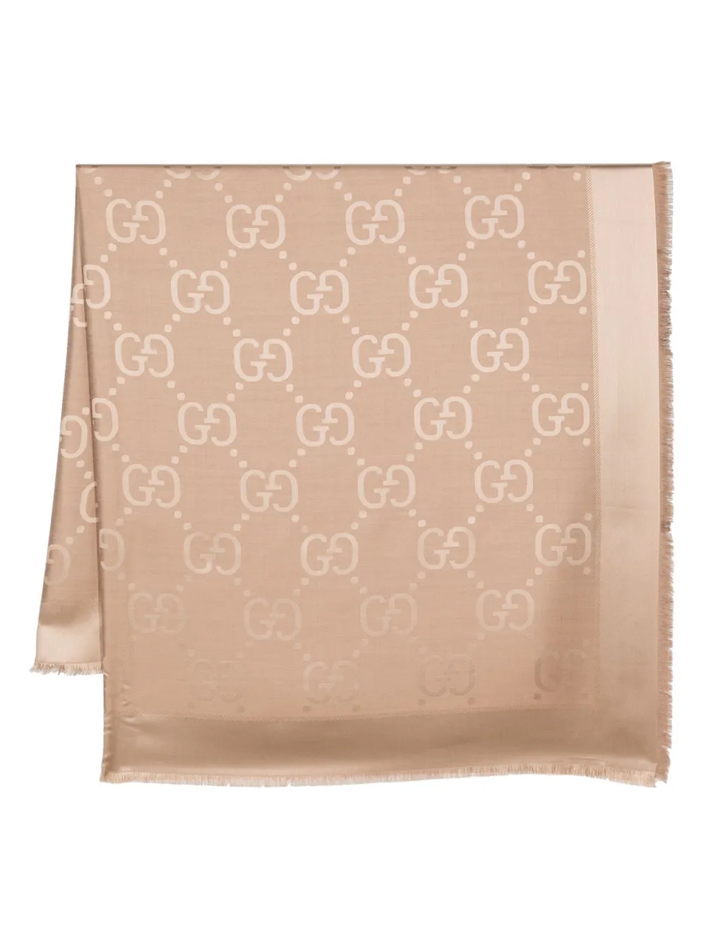Gucci scarf in GG jacquard with frayed edges in brown tones